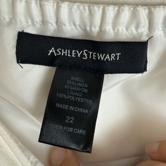 Ashley Stewart 2 Piece Linen Blend Dress White And Orange Womens Size 22 - Picture 6 of 13